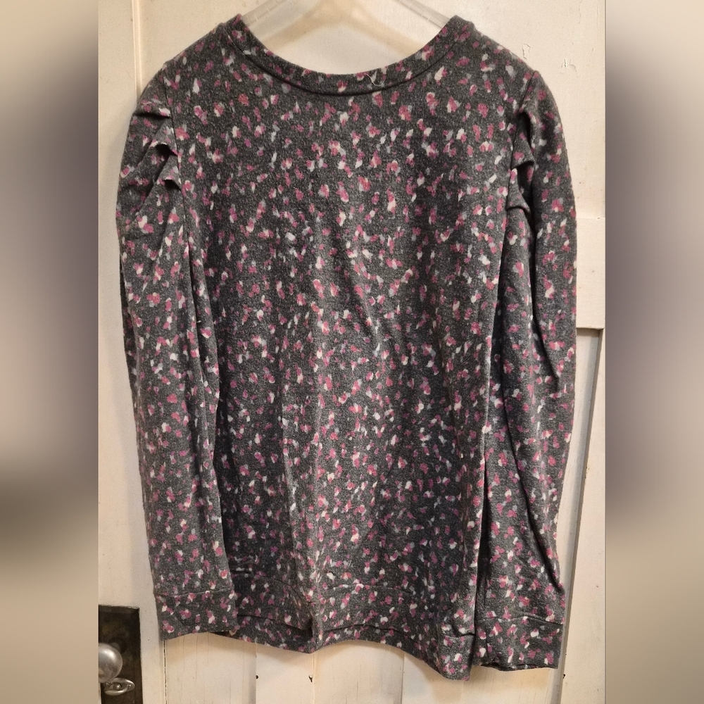NWOT Lime & Chili Puff Shoulder Long Sleeve Top – Pink & Gray Print (XL)